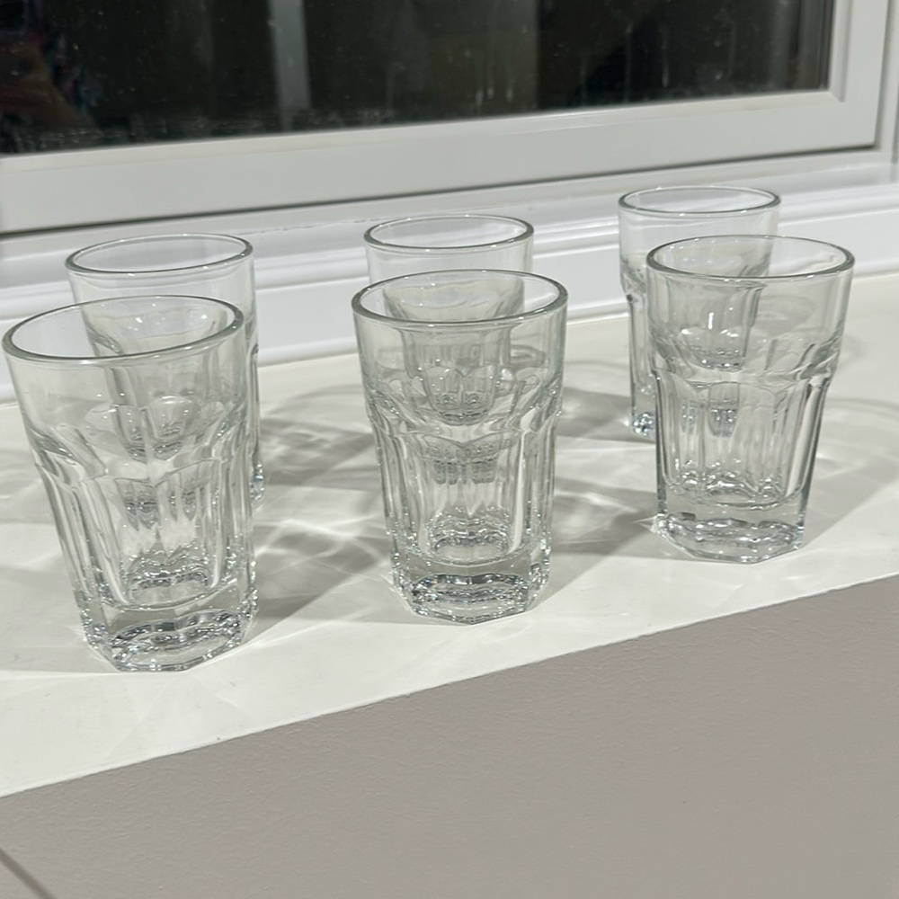 6 Vintage Libbey clear Glass DuraTuff Paneled Juice Glasses Diner Restaurant